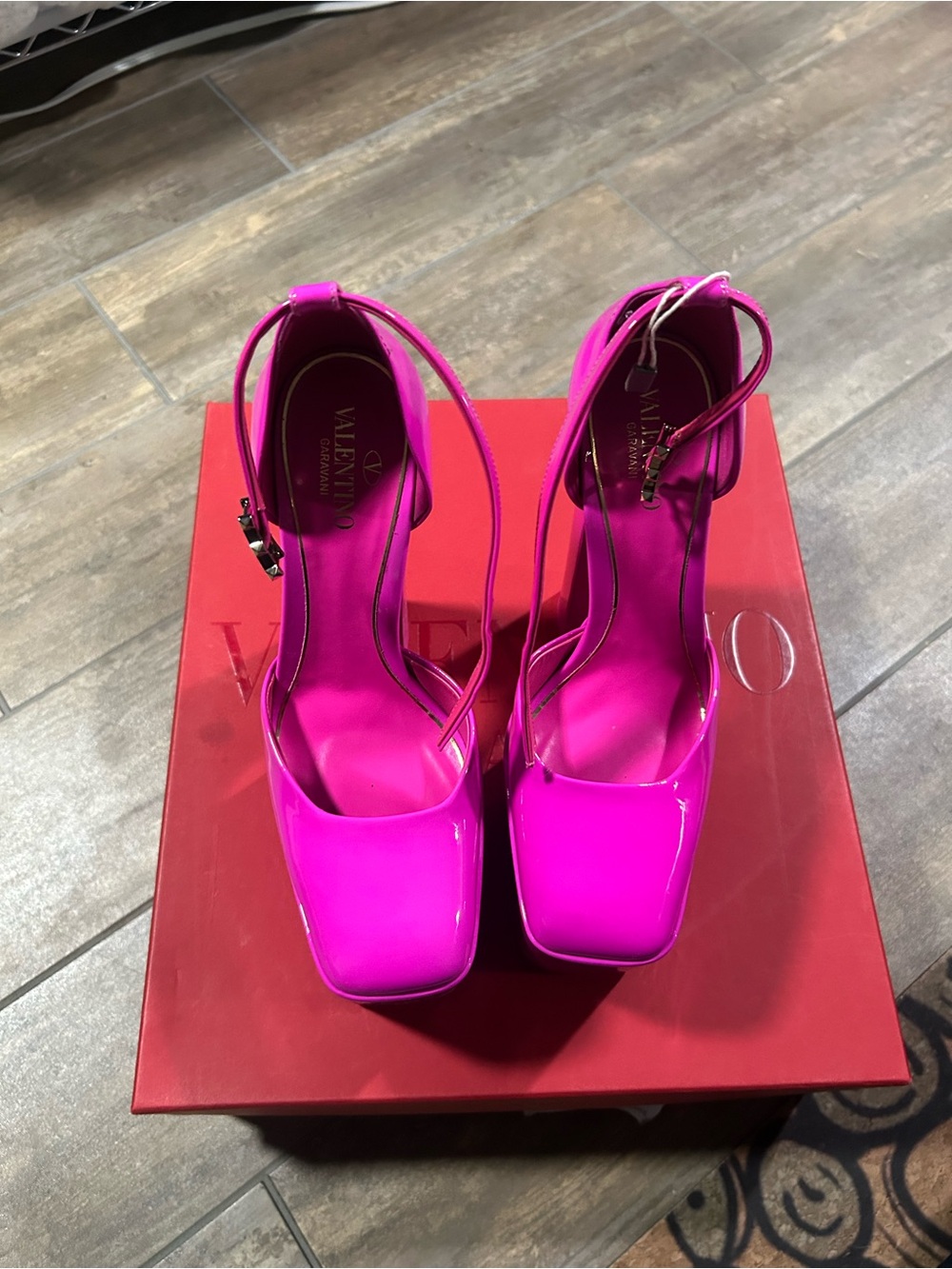 Valentino Garavani Neon Pink Platform Ankle-Strap Heels - Picture 3 of 6